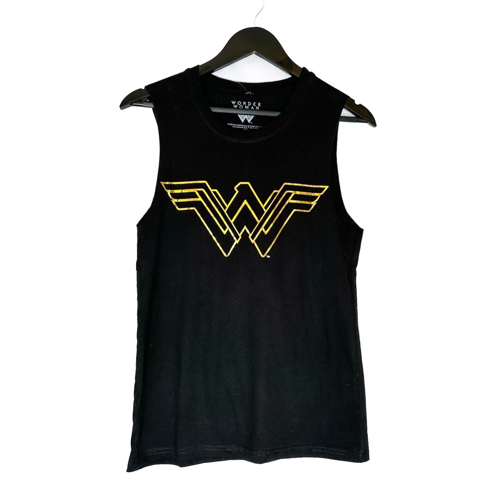 NWT DC Comics Wonder Woman Black Gold Graphic Muscle Tee Superhero Size Medium - Picture 3 of 7